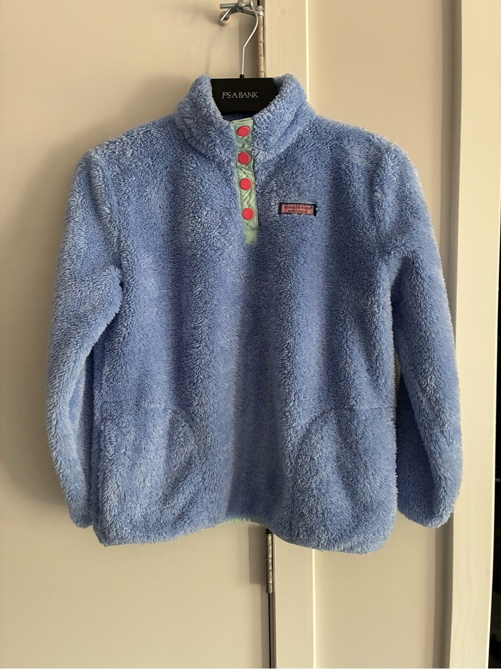 Vineyard Vines Kids Plush Light Blue Snap Pullover with Mint Placket